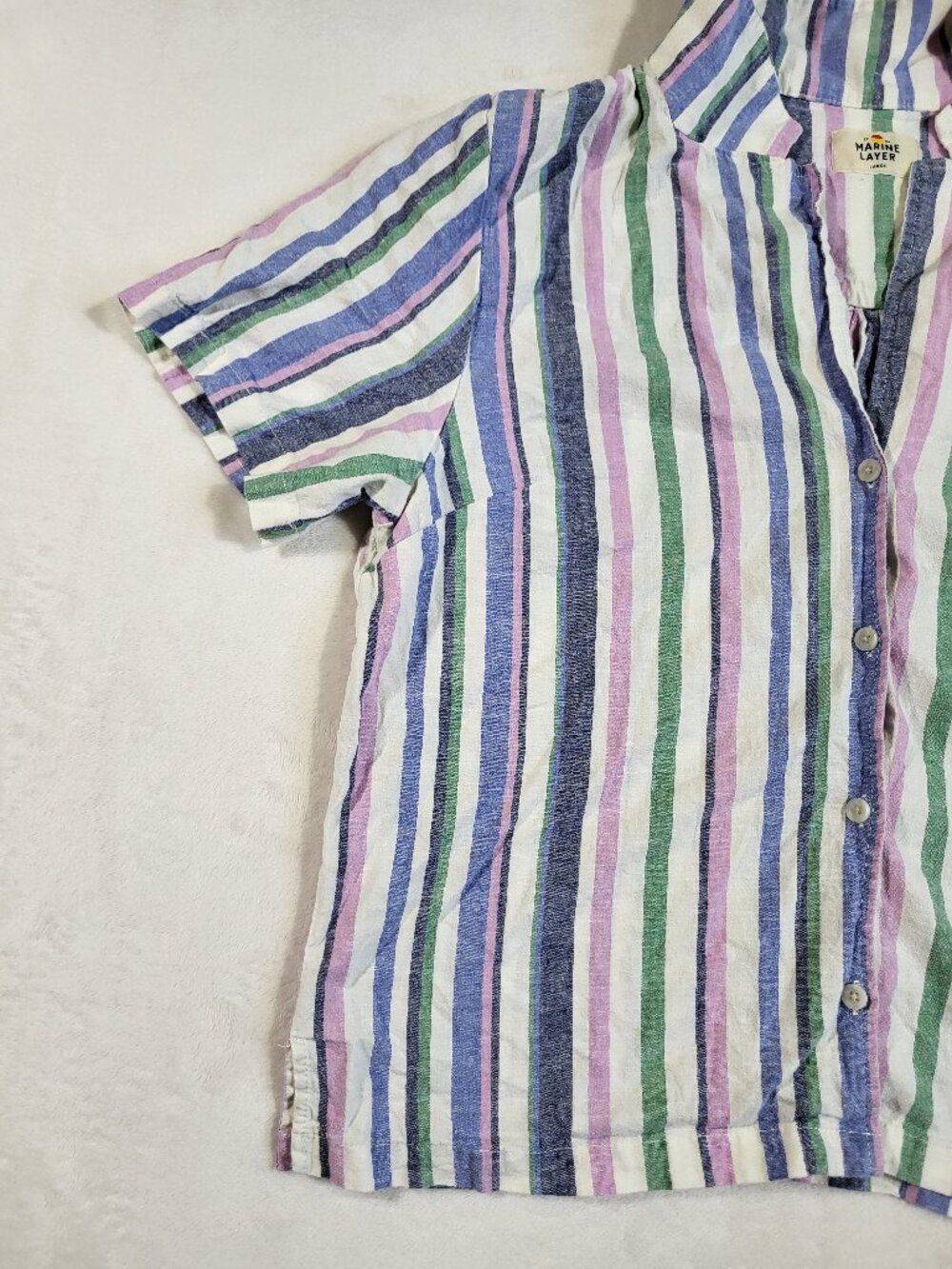 Marine Layer - Lucy SS Resort Shirt - Cool Stripes - Large - Picture 4 of 9